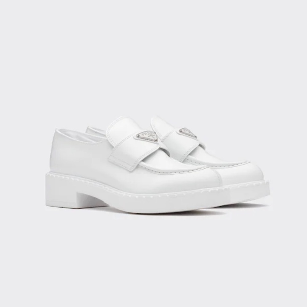 Prada White Platform Loafers